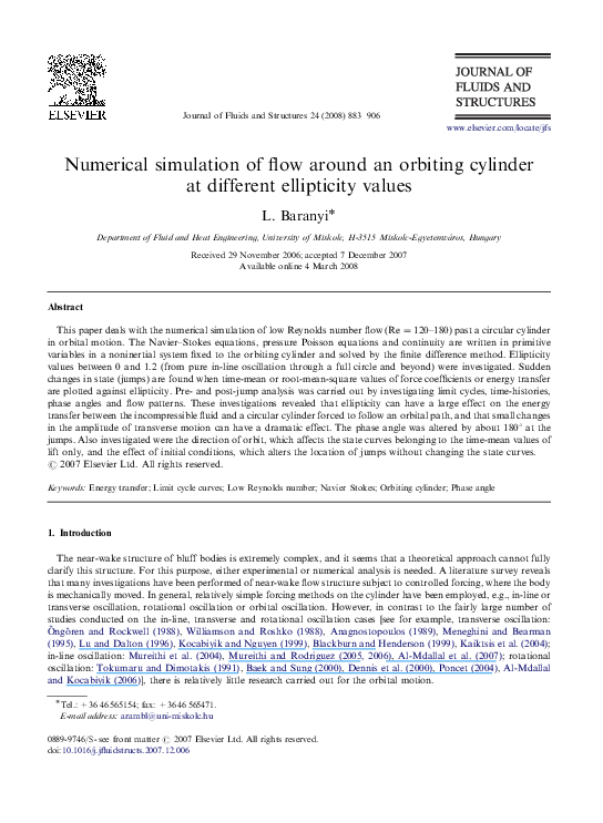 (PDF) Numerical simulation of flow around an orbiting cylinder at ...