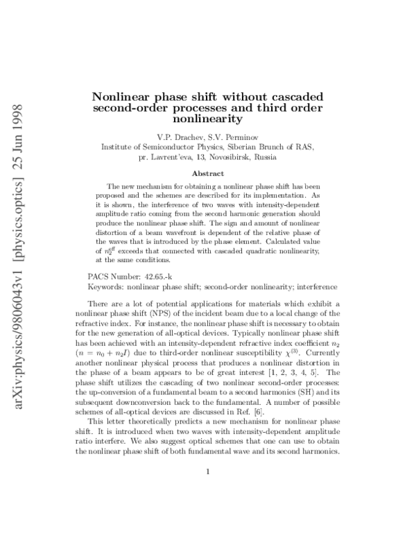 (PDF) Nonlinear phase shift without cascaded second-order processes and ...