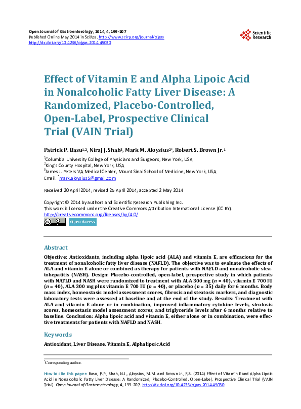 (PDF) Alpha Lipoic Acid and Liver Disease Burt Berkson MD PhD