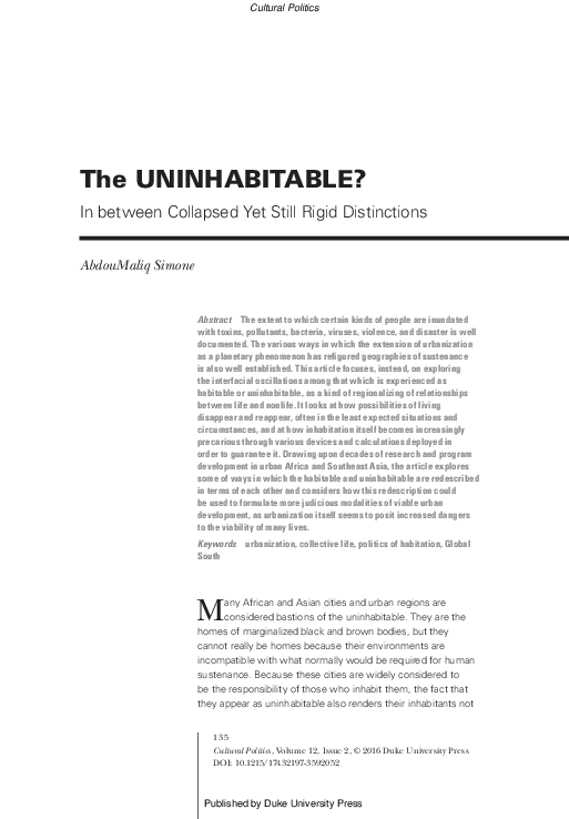 (PDF) The UNINHABITABLE? In between Collapsed Yet Still Rigid Distinctions