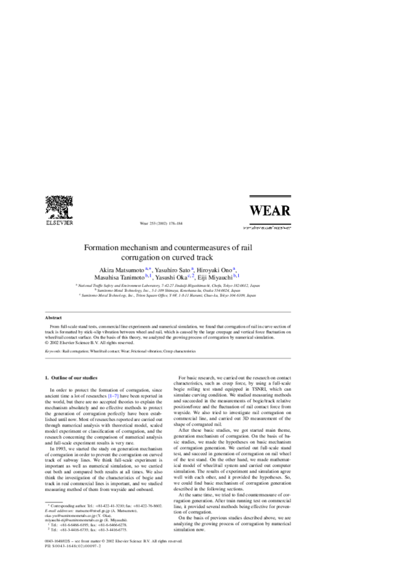 (PDF) Formation mechanism and countermeasures of rail corrugation on ...