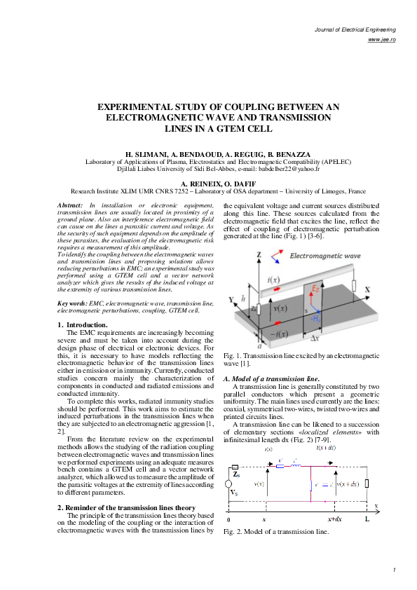 EXPERIMENTAL STUDY OF COUPLING BETWEEN AN ELECTROMAGNETIC WAVE AND ...
