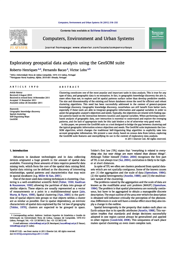(PDF) Exploratory geospatial data analysis using the GeoSOM suite