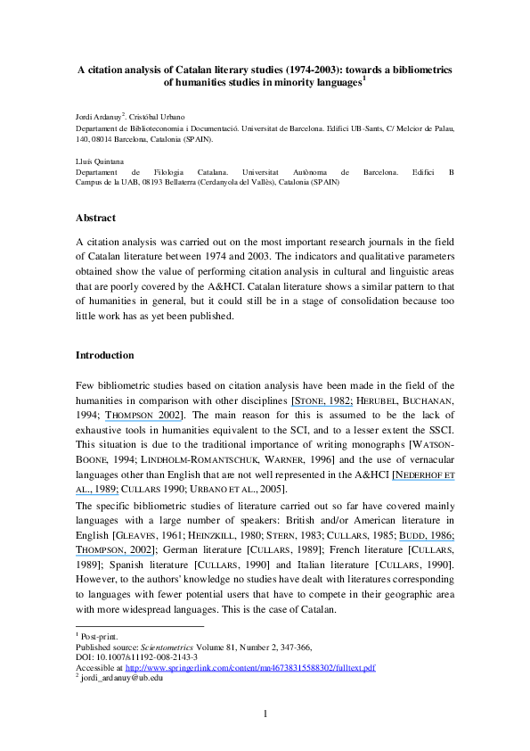 (PDF) A citation analysis of Catalan literary studies