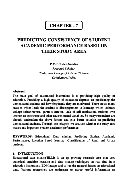 PREDICTING CONSISTENCY OF STUDENT ACADEMIC PERFORMANCE BASED ON THEIR ...