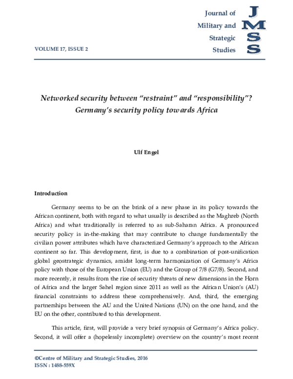 (PDF) (2016) German security policy towards Africa.pdf