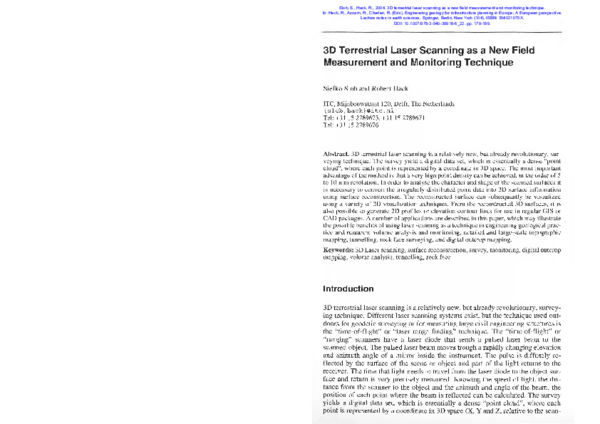 (PDF) 3D Terrestrial Laser Scanning as a New Field Measurement and ...