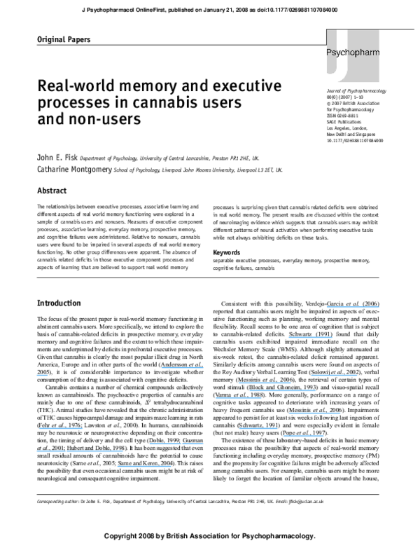 (PDF) Verbal working memory deficits in current and previous users of MDMA