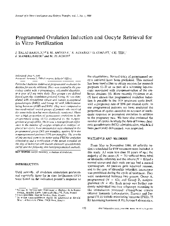 (PDF) Programmed ovulation induction and oocyte retrieval for in vitro ...