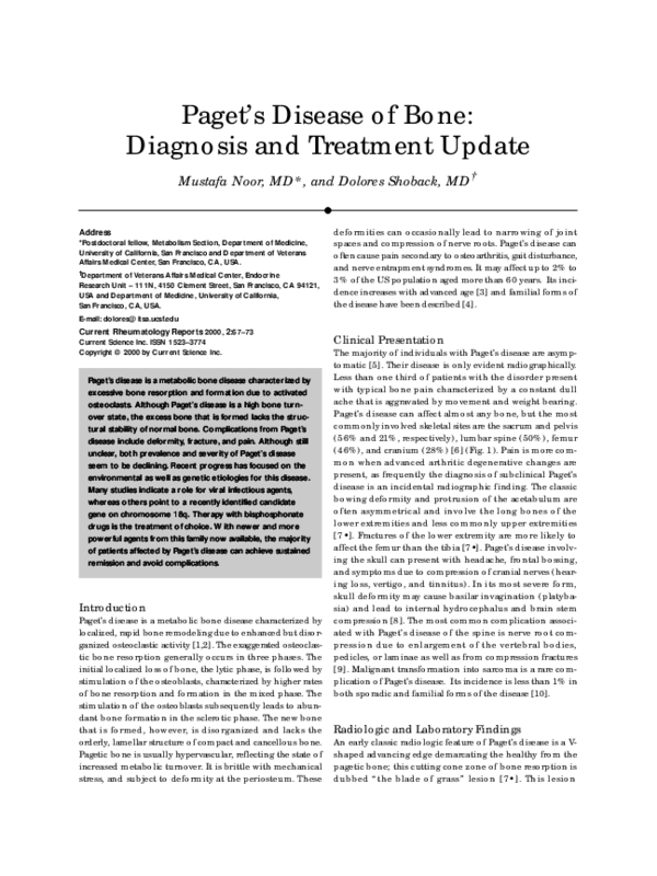 (PDF) Paget’s disease of bone: Diagnosis and treatment update