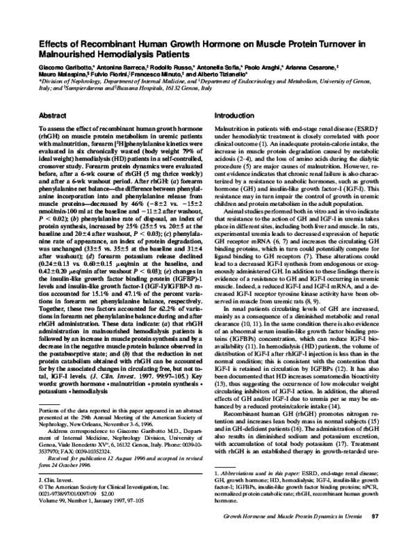 (PDF) The Effects of Recombinant Human Growth Hormone on Body ...
