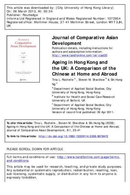(PDF) Ageing in Hong Kong and the UK: A Comparison of the Chinese at ...