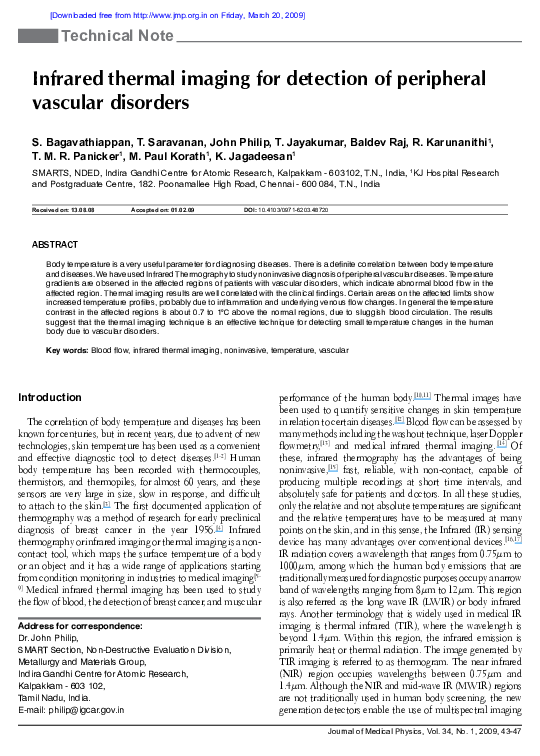 (PDF) Infrared thermal imaging for detection of peripheral vascular