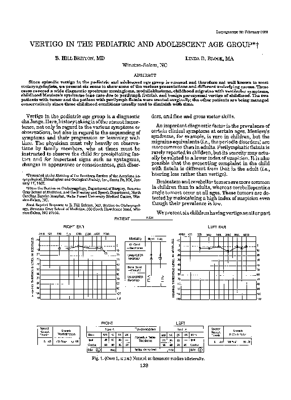  pdf vertigo in the pediatric and adolescent age group