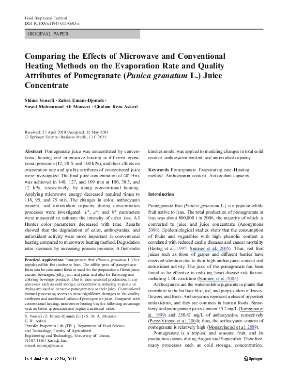 (PDF) Comparing the Effects of Microwave and Conventional Heating ...