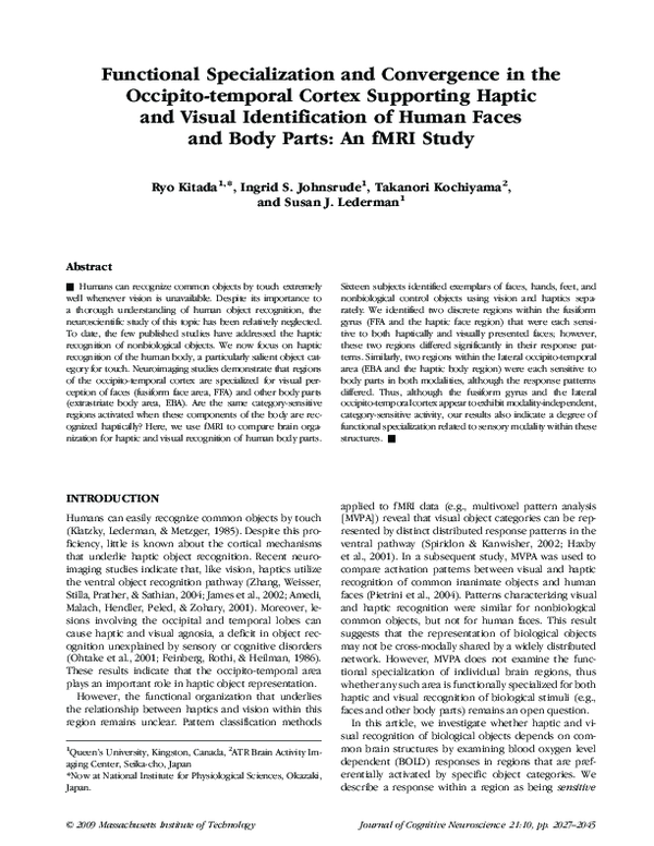 (PDF) Functional Specialization and Convergence in the Occipito ...