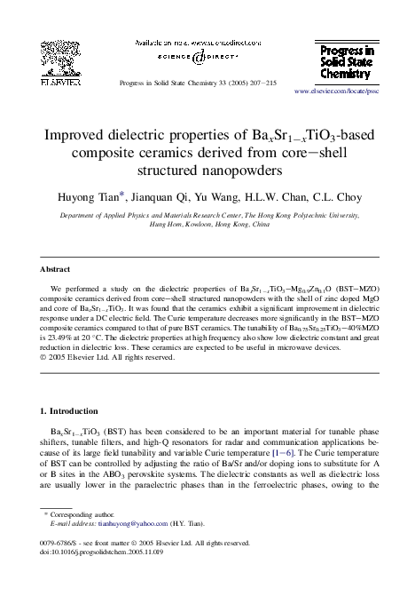 (PDF) Improved dielectric properties of Ba x Sr 1− x TiO 3-based ...