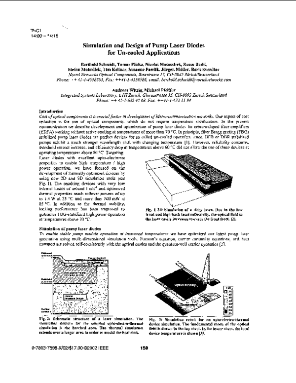 (PDF) Simulation and design of pump laser diodes for un-cooled applications