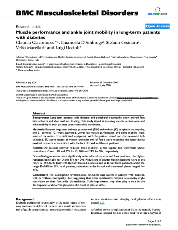 (PDF) Muscle performance and ankle joint mobility in long-term patients ...