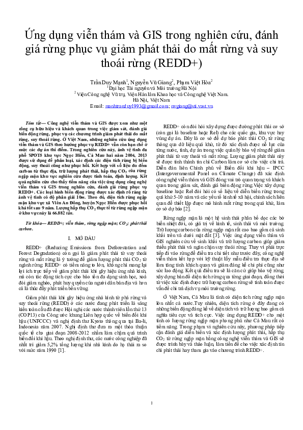 (PDF) Ung dung VTGIS trong REDD GIS Toan Quoc 2015 Manh Tran Duy