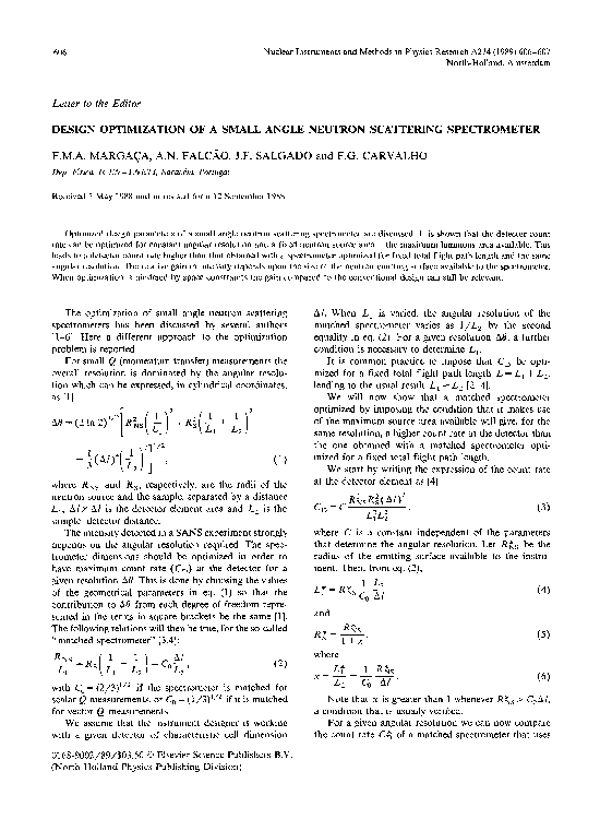(PDF) Design optimization of a small angle neutron scattering spectrometer