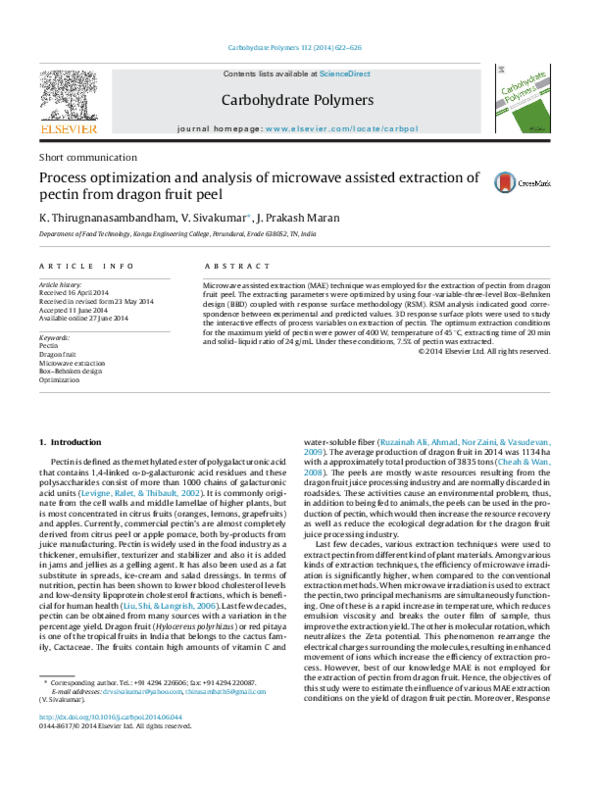 (PDF) Process optimization and analysis of microwave assisted