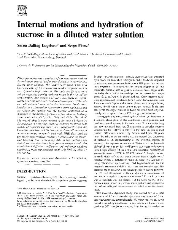 (PDF) Internal motions and hydration of sucrose in a diluted water solution