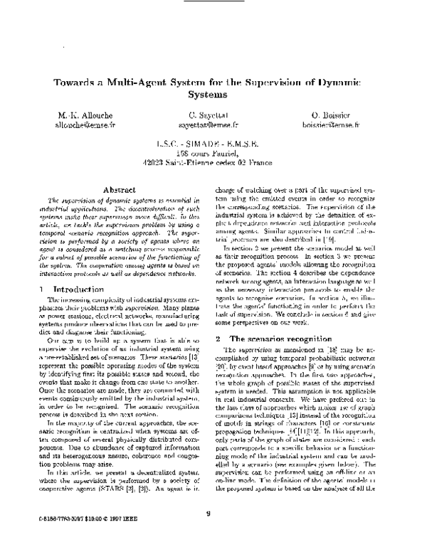 (PDF) Towards a multi-agent system for the supervision of dynamic systems