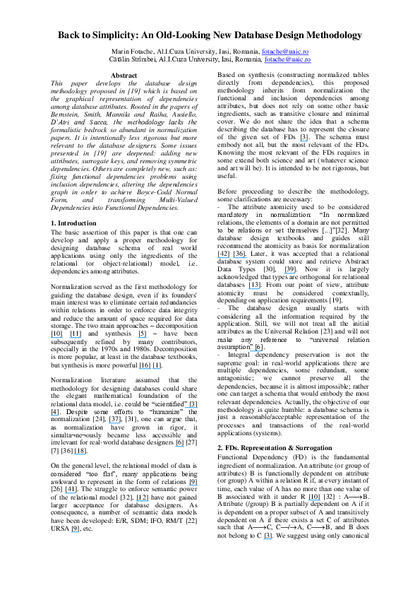  PDF Back To Simplicity An Old Looking New Database Design 