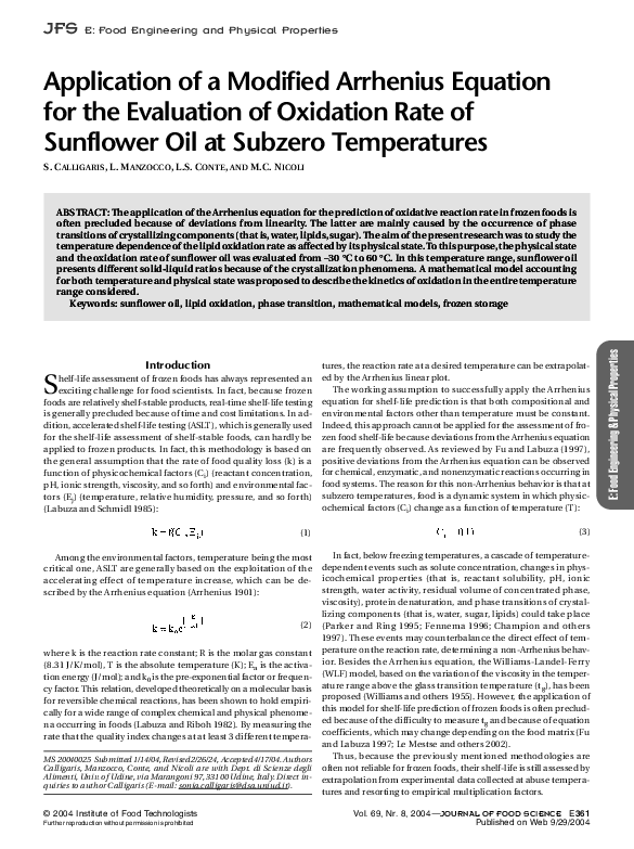 (PDF) Application of a Modified Arrhenius Equation for the Evaluation