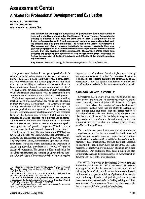 (PDF) Assessment Center. A model for professional development and ...