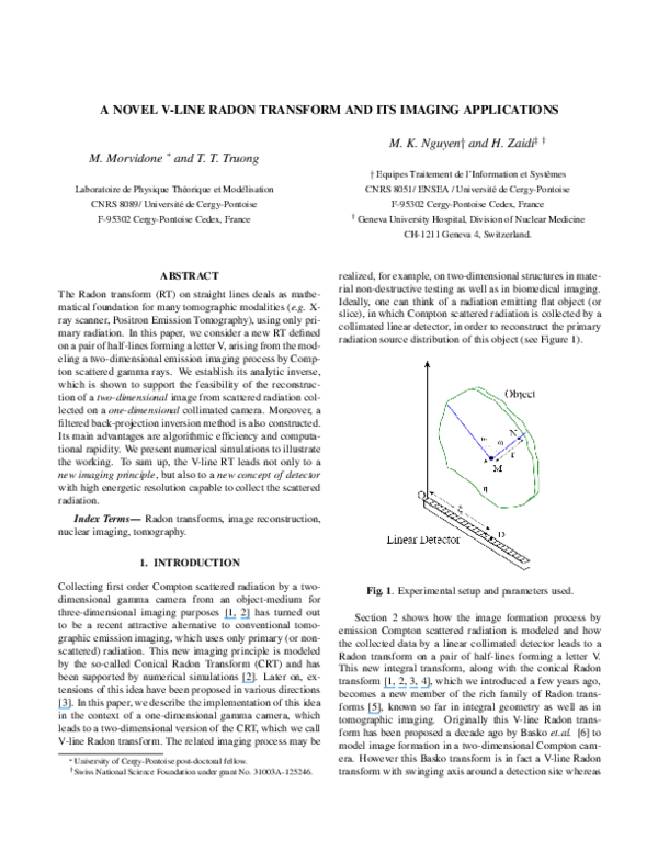 (PDF) A novel V-line Radon transform and its imaging applications