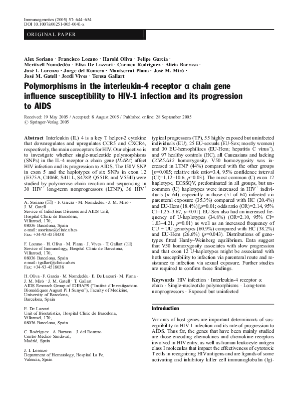 (PDF) Polymorphisms in the interleukin-4 receptor α chain gene ...