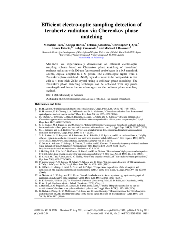 (PDF) Efficient electro-optic sampling detection of terahertz radiation ...