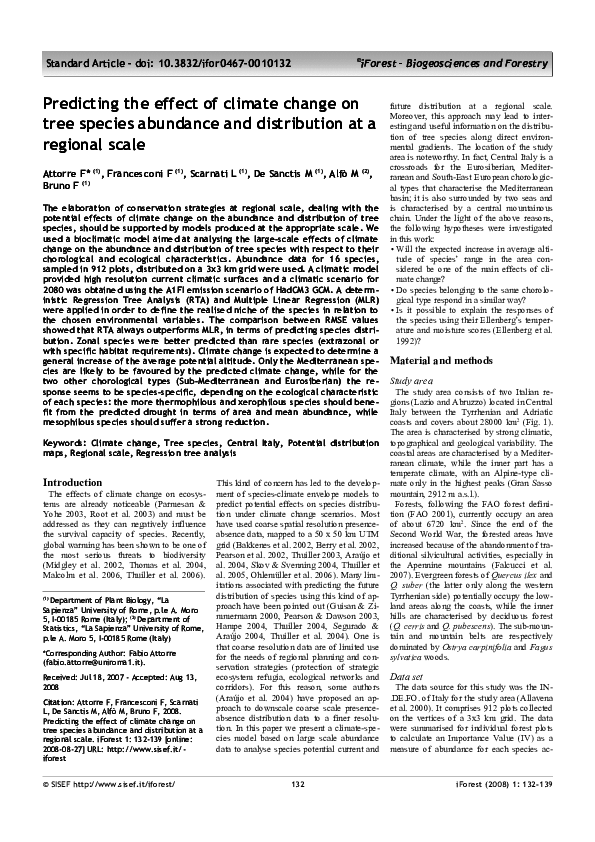 (PDF) Predicting the effect of climate change on tree species abundance ...