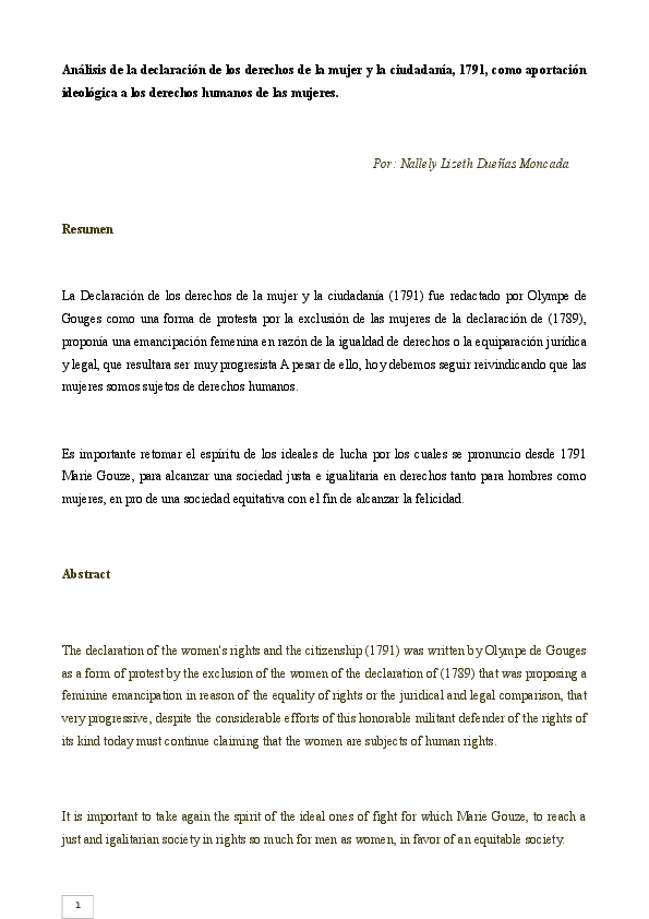 (DOC) Analisis de la declaracion de los derechos de la mujer y la ...