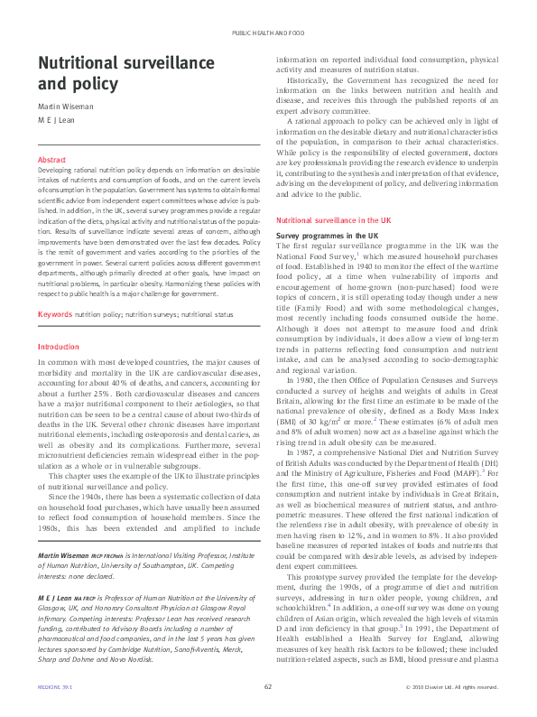 (PDF) Nutritional surveillance and policy Martin Wiseman Academia.edu