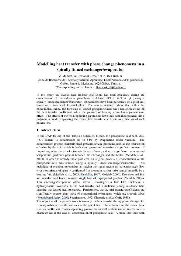 (PDF) Modelling heat transfer with phase change phenomena in a spirally ...