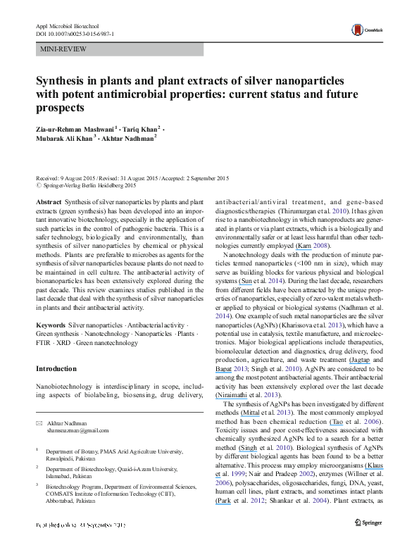 (PDF) Synthesis in plants and plant extracts of silver nanoparticles ...
