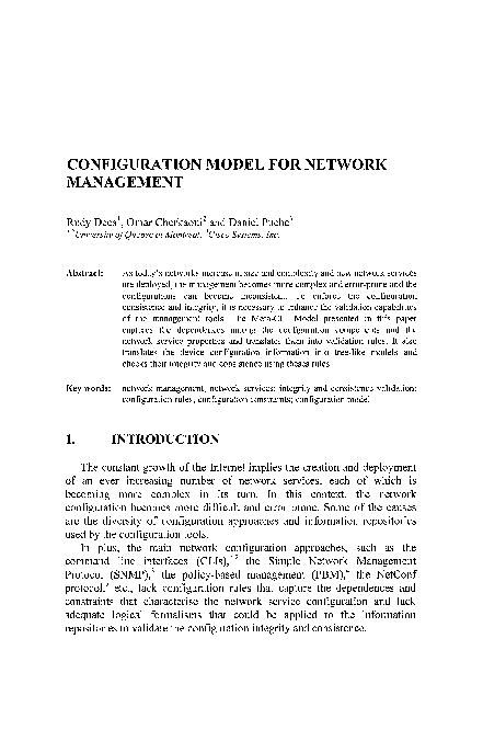 (PDF) Configuration Model for Network Management