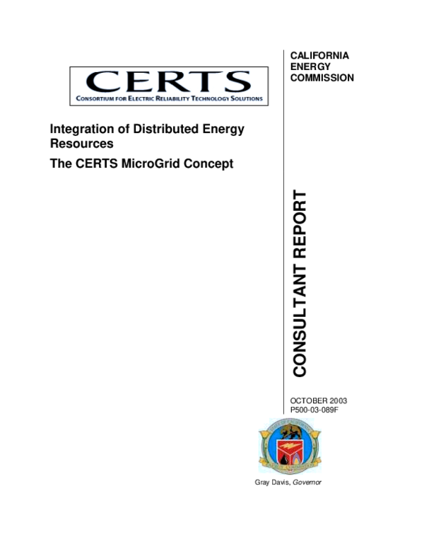 (PDF) Integration of Distributed Energy Resources The CERTS MicroGrid ...