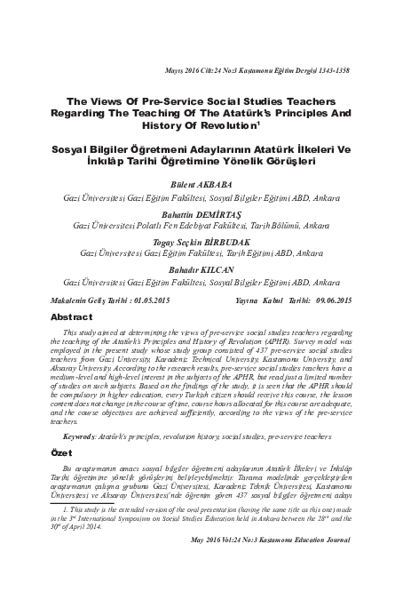 (PDF) The Views Of Pre-Service Social Studies Teachers Regarding The ...