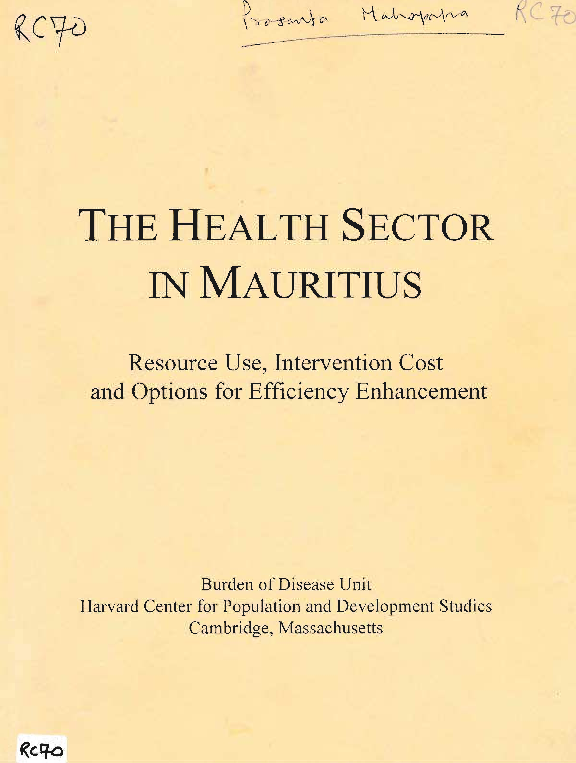 PDF) The Health Sector in Mauritius: Resource use, interventions