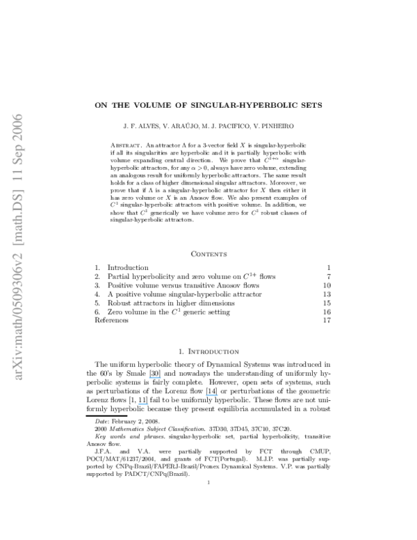 (PDF) On the volume of singular-hyperbolic sets