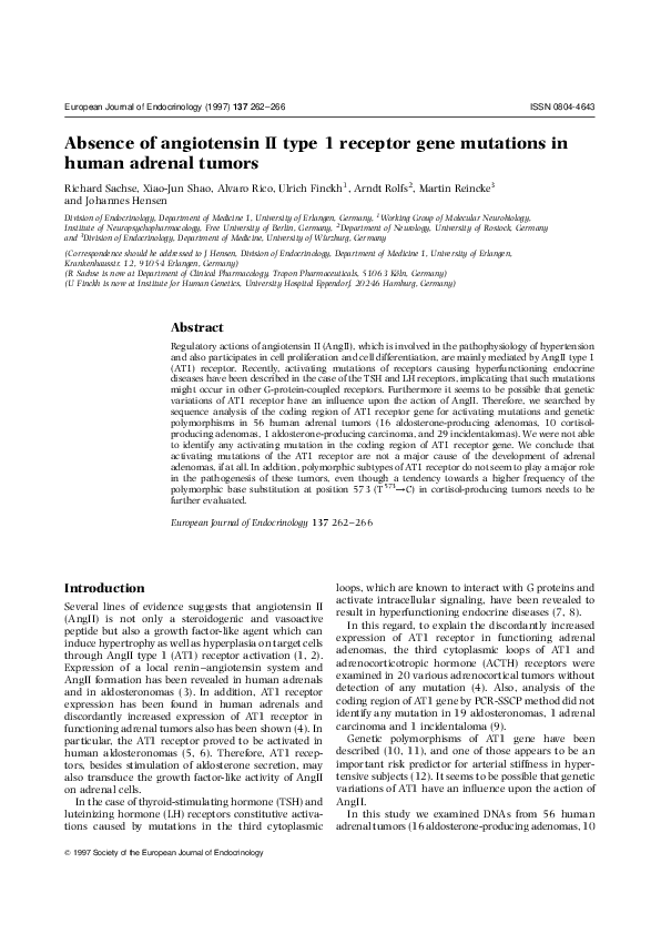 (PDF) Absence of angiotensin II type 1 receptor gene mutations in human ...