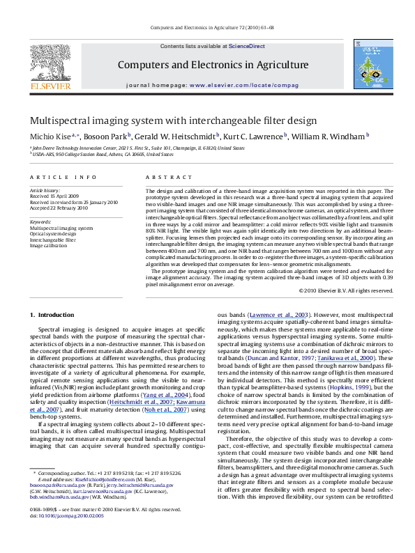 (PDF) Multispectral imaging system with interchangeable filter design