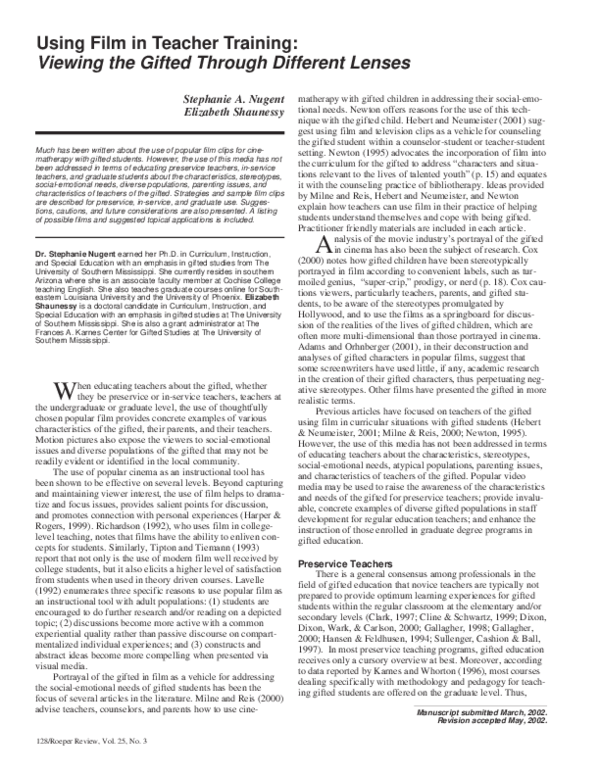 (PDF) Using Film in Teacher Training: Viewing the Gifted Through ...