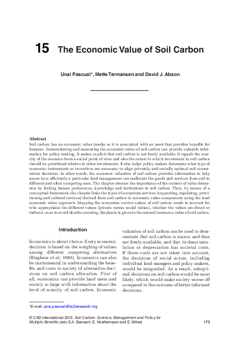 (PDF) The economic value of soil carbon