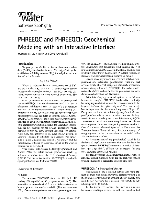 (PDF) PHREEQC and PHREEQCI: Geochemical Modeling with an Interactive ...