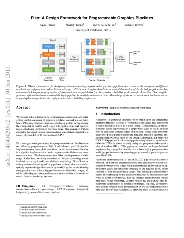 (PDF) Piko: A Design Framework for Programmable Graphics Pipelines